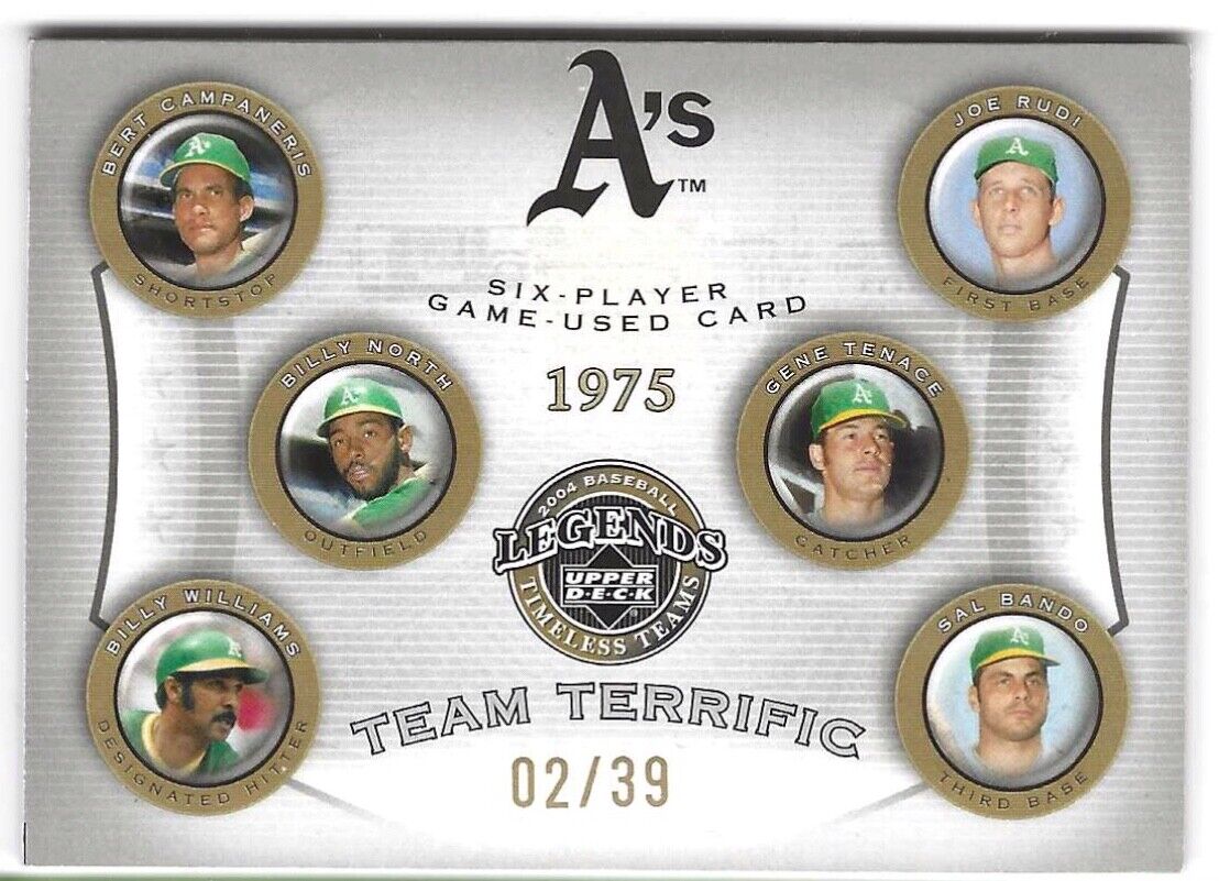 OAKLAND A'S 2004 UPPER DECK LEGENDS TEAM TERRIFIC 6 PLAYER JERSEY BAT BOOK /39