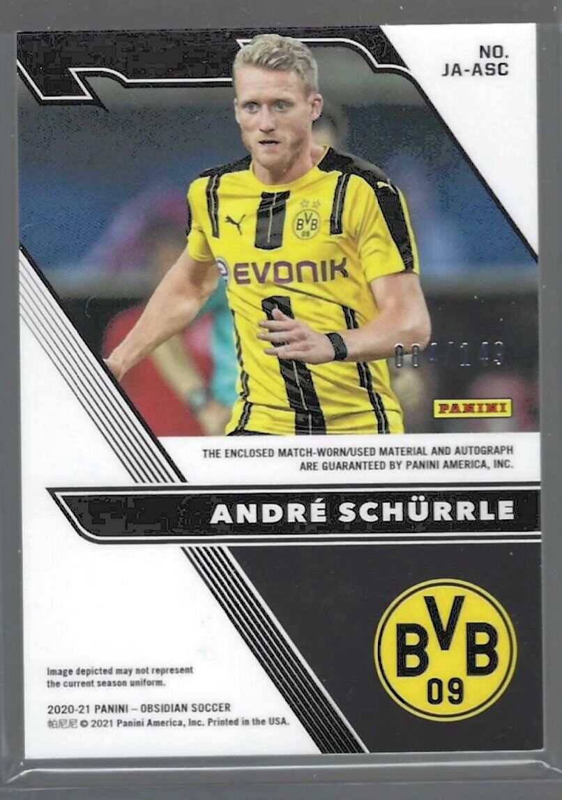 ANDRE SCHURRLE 2020-21 PANINI OBSIDIAN SILVER ETCH PATCH AUTO #D 084/149