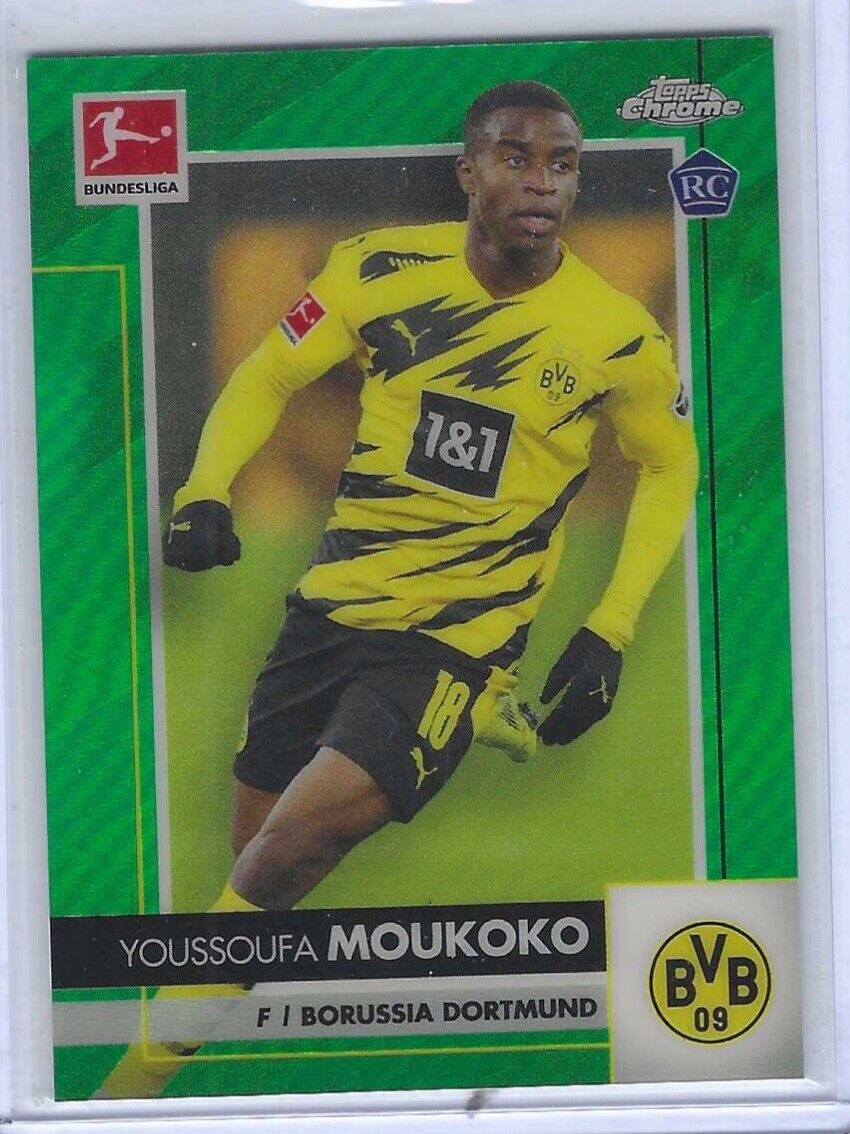 YOUSSOUFA MOUKOKO 2020-21 TOPPS CHROME BUNDESLIGA GREEN REFRACTOR RC #D 30/99