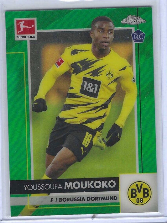 YOUSSOUFA MOUKOKO 2020-21 TOPPS CHROME BUNDESLIGA GREEN REFRACTOR RC #D 30/99