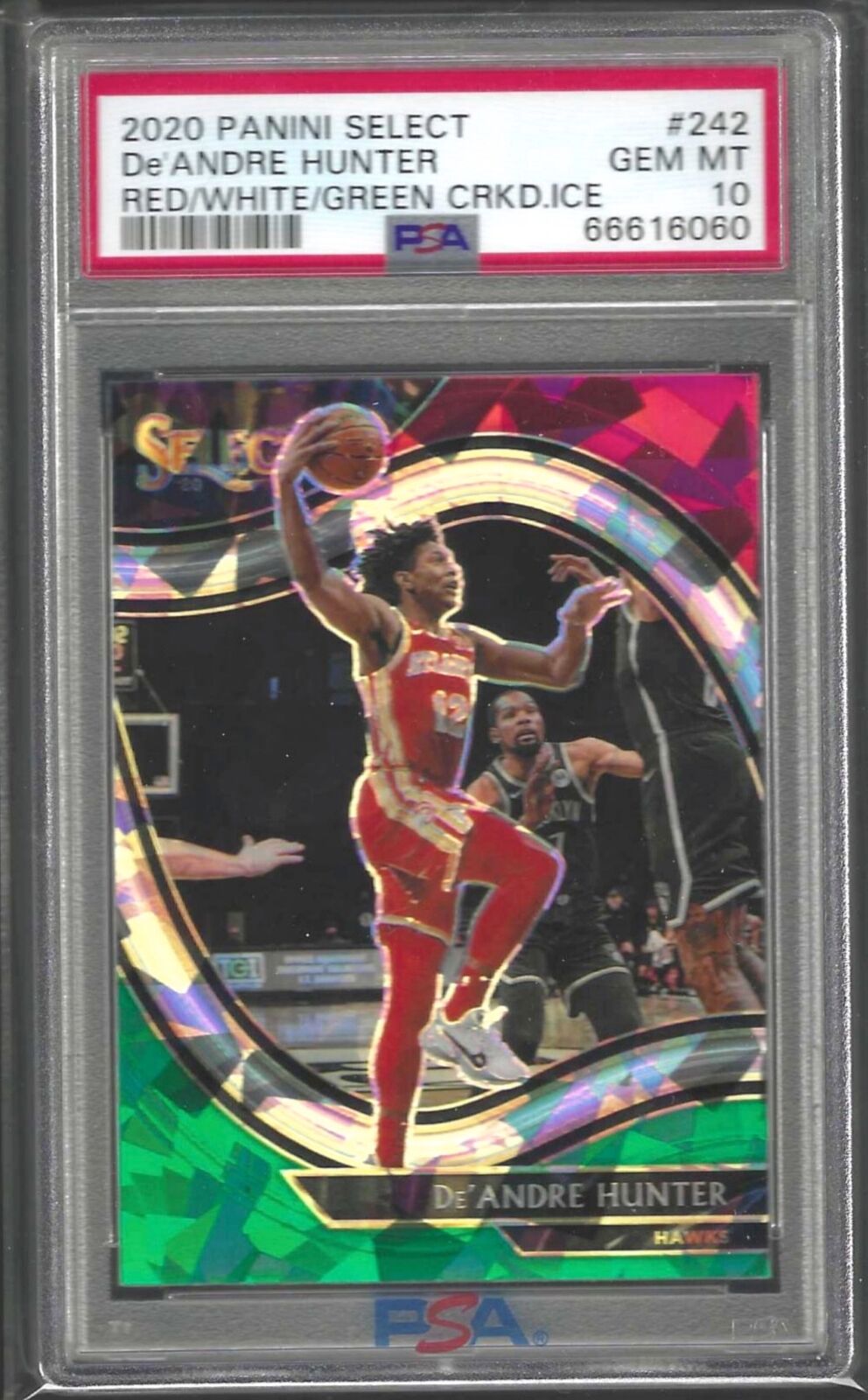 DEANDRE HUNTER 2020 PANINI SELECT RED GREEN CRACKED ICE COURTSIDE PSA 10 POP 1/1