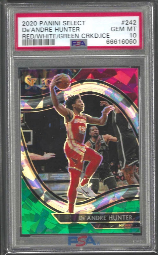 DEANDRE HUNTER 2020 PANINI SELECT RED GREEN CRACKED ICE COURTSIDE PSA 10 POP 1/1
