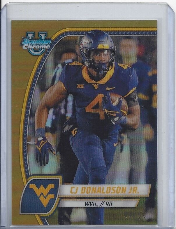 1/1 CJ DONALDSON 2024 BOWMAN CHROME UNIVERSITY GOLD REFRACTOR #D 4/50 JSY #
