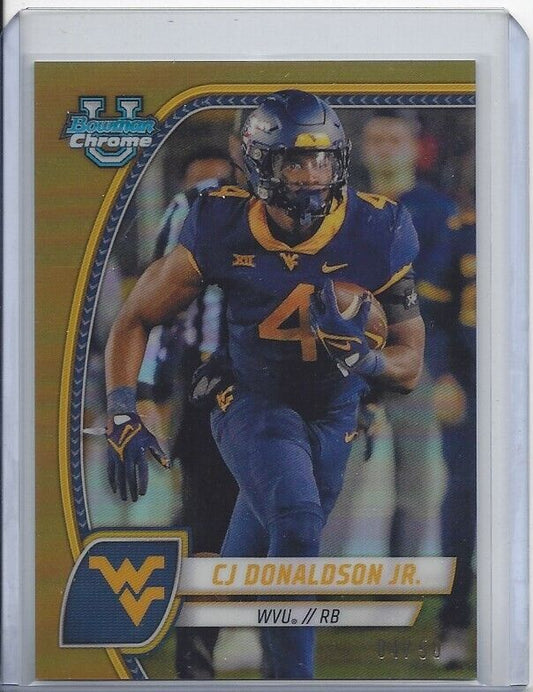 1/1 CJ DONALDSON 2024 BOWMAN CHROME UNIVERSITY GOLD REFRACTOR #D 4/50 JSY #