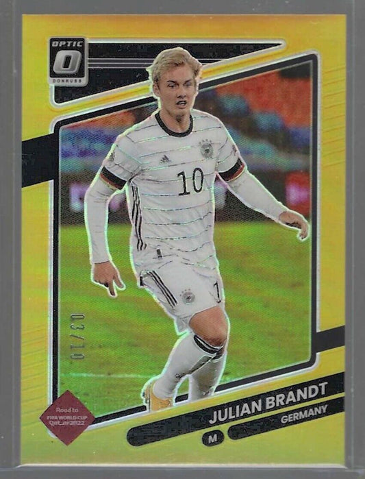 JULIAN BRANDT 2021-22 PANINI DONRUSS OPTIC ROAD TO QATAR GOLD PRIZM HOLO #D 3/10