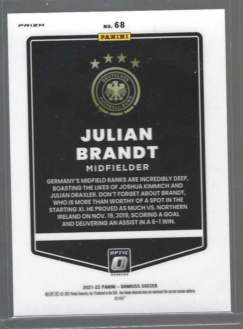 JULIAN BRANDT 2021-22 PANINI DONRUSS OPTIC ROAD TO QATAR GOLD PRIZM HOLO #D 3/10