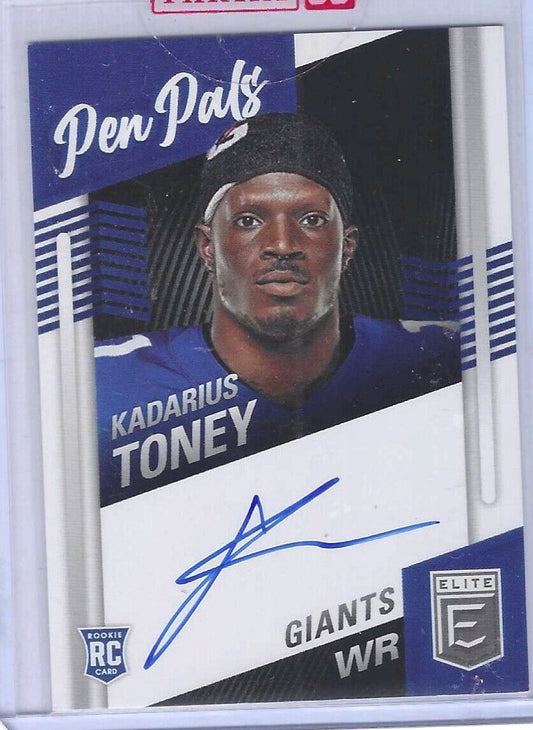 KADARIUS TONEY 2021 DONRUSS ELITE PEN PALS BLUE INK ON CARD AUTO RC #PP-KTO