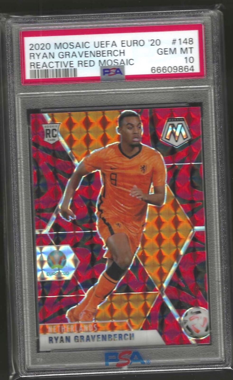 RYAN GRAVENBERCH 2020-21 PANINI MOSAIC RED REACTIVE PRIZM RC #148 PSA 10 POP 4