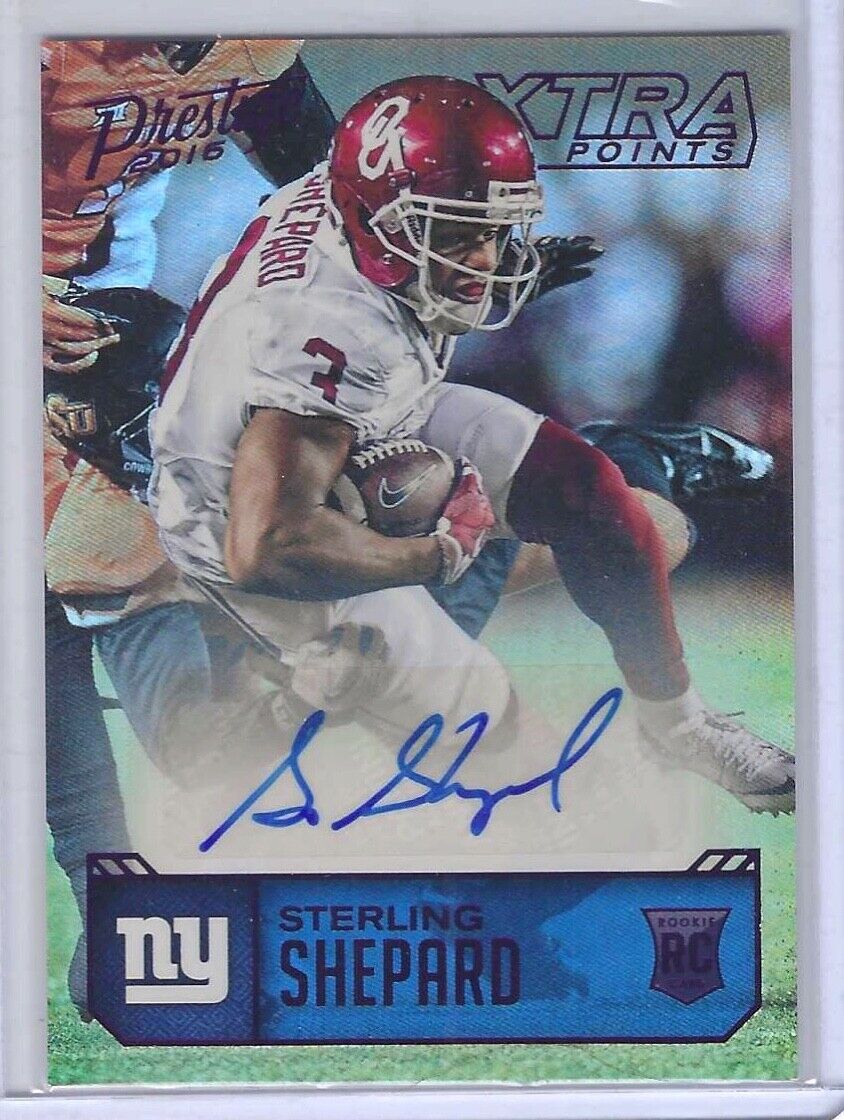 STERLING SHEPARD 2016 PANINI PRESTIGE XTRA POINTS PURPLE ROOKIE AUTO RC #D /100
