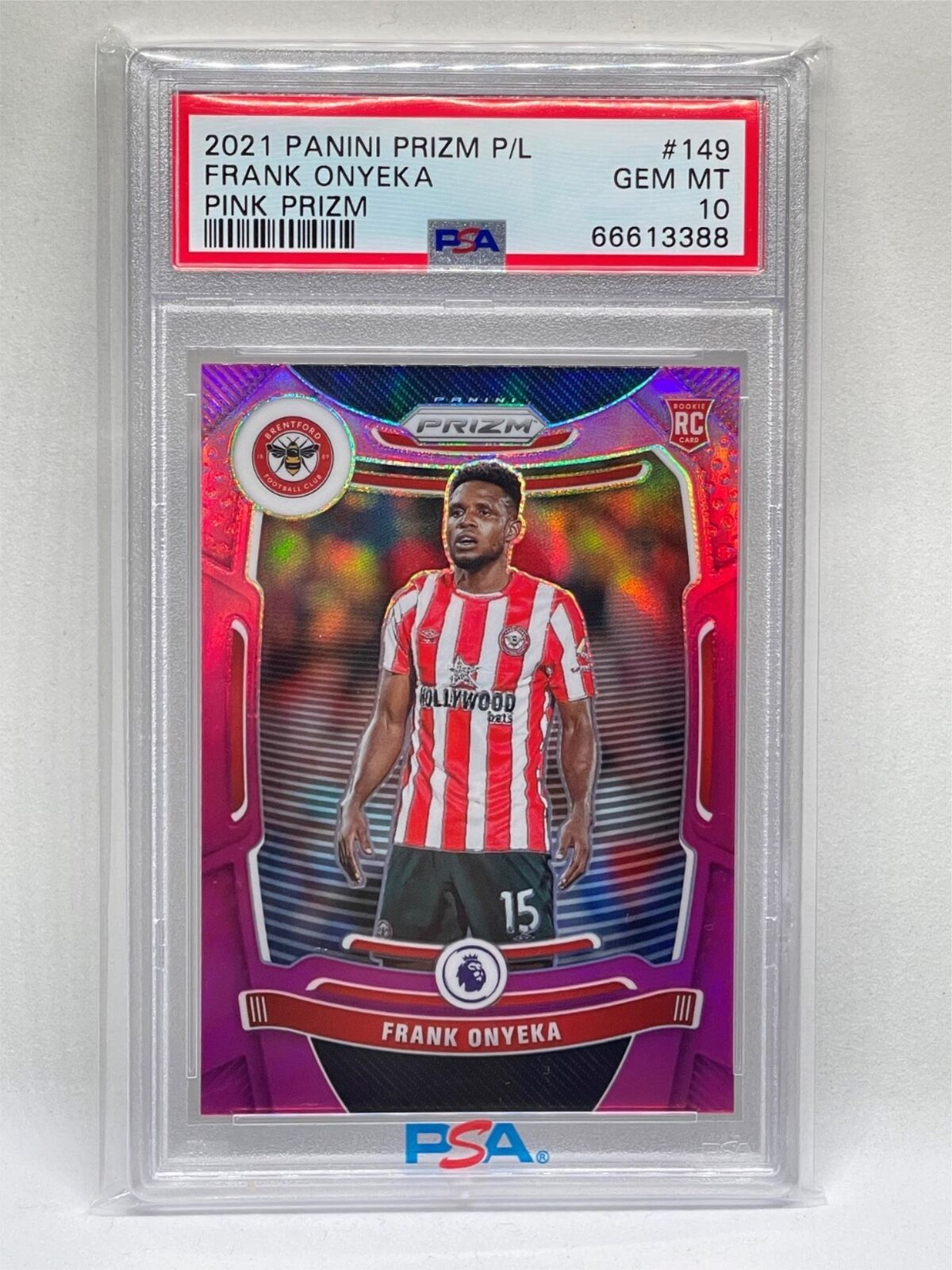 FRANK ONYEKA 2021-22 PANINI PRIZM EPL PINK PRIZM #149 ROOKIE RC PSA 10 POP 1/1