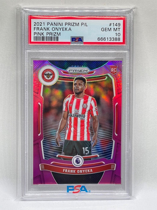 FRANK ONYEKA 2021-22 PANINI PRIZM EPL PINK PRIZM #149 ROOKIE RC PSA 10 POP 1/1