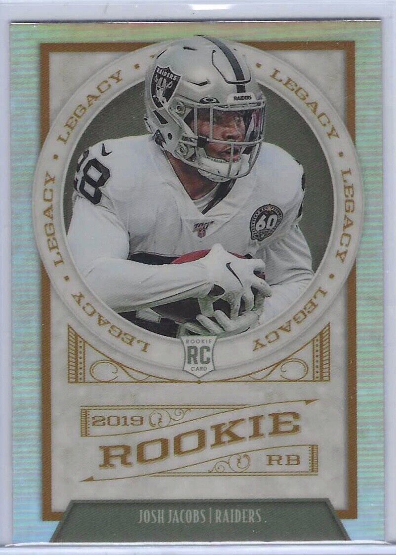 JOSH JACOBS 2019 PANINI CHRONICLES LEGACY SILVER PRIZM RC #215