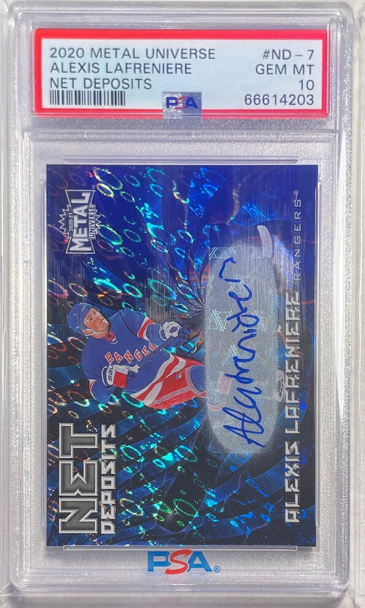 ALEXIS LAFRENIERE 2020-21 METAL UNIVERSE NET DEPOSITS AUTO RC #ND-7 PSA 10 POP 4
