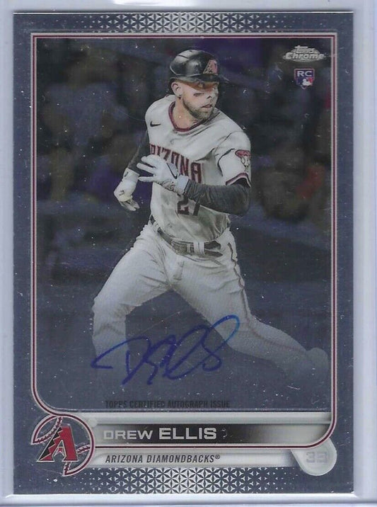 DREW ELLIS 2022 TOPPS CHROME ROOKIE ON CARD AUTO RC #RA-DE