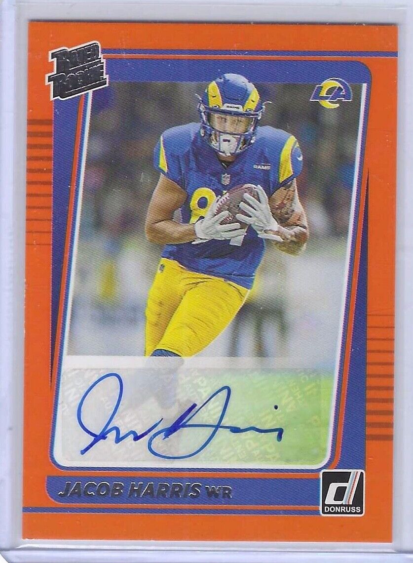 JACOB HARRIS 2021 PANINI DONRUSS ORANGE RATED ROOKIE AUTO RC #290