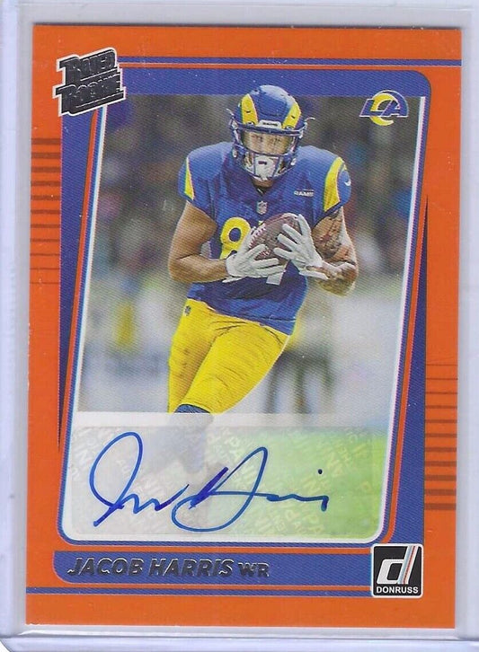 JACOB HARRIS 2021 PANINI DONRUSS ORANGE RATED ROOKIE AUTO RC #290
