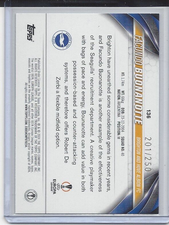 FACUNDO BUONANOTTE 2023-24 TOPPS CLUB COMPETITIONS BLUE FOIL ROOKIE RC #D /250