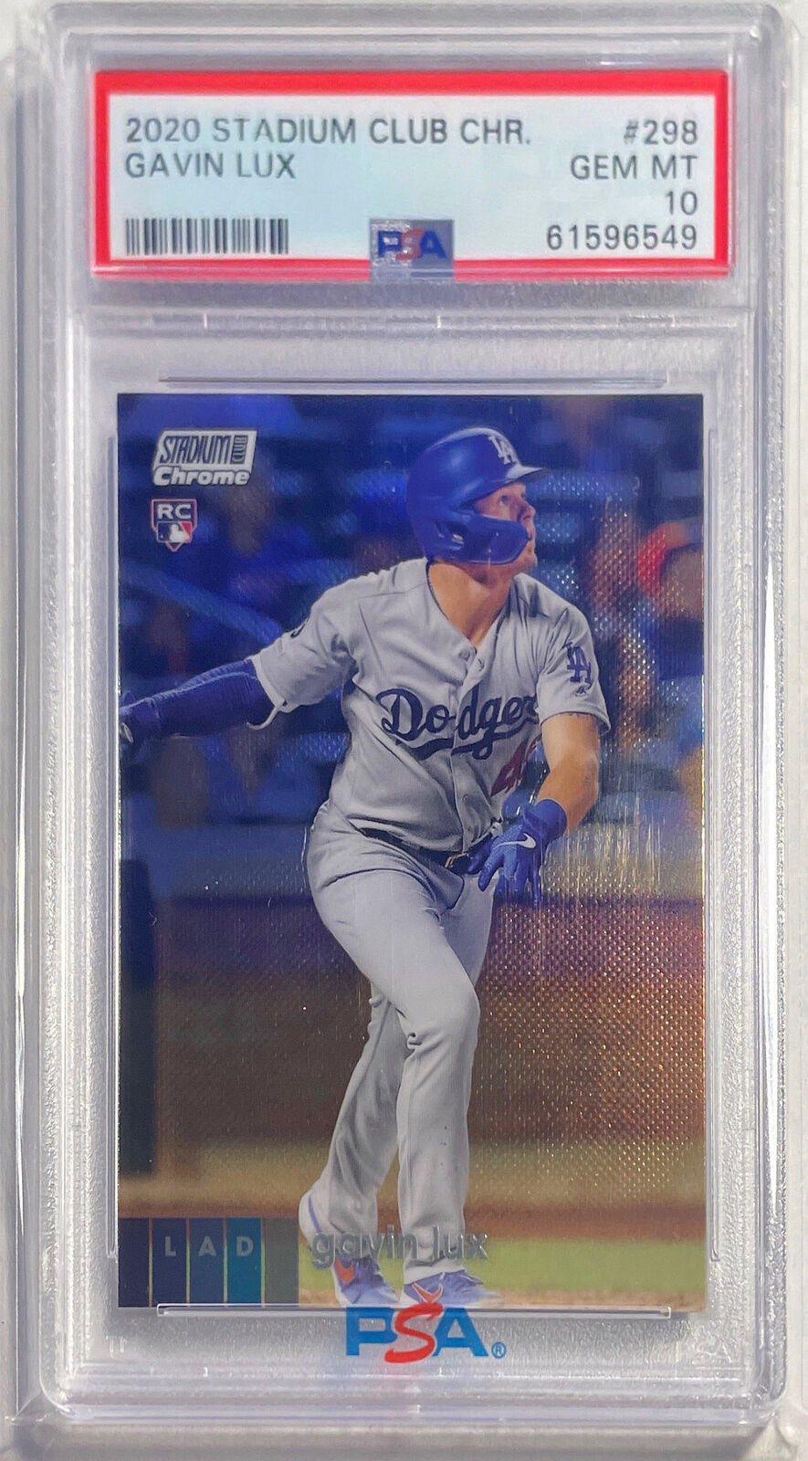 GAVIN LUX 2020 STADIUM CLUB CHROME ROOKIE RC #298 PSA 10 GEM MINT POP 52
