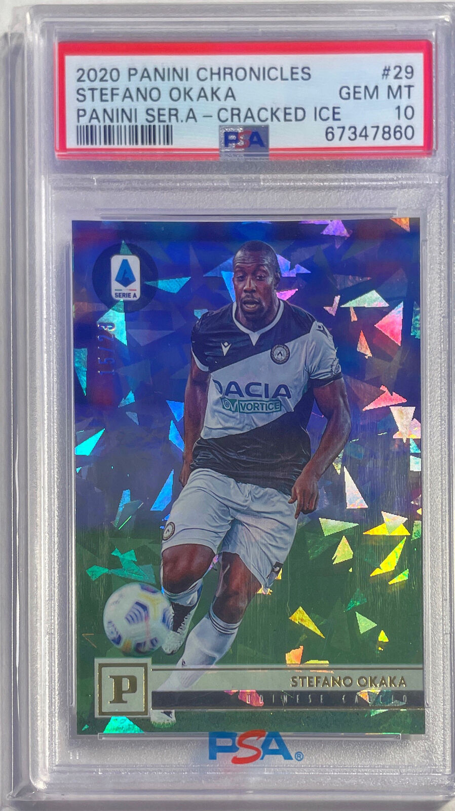 STEFANO OKAKA 2020-21 CHRONICLES SERIE A CRACKED ICE /23 PSA 10 GEM MINT POP 1/1
