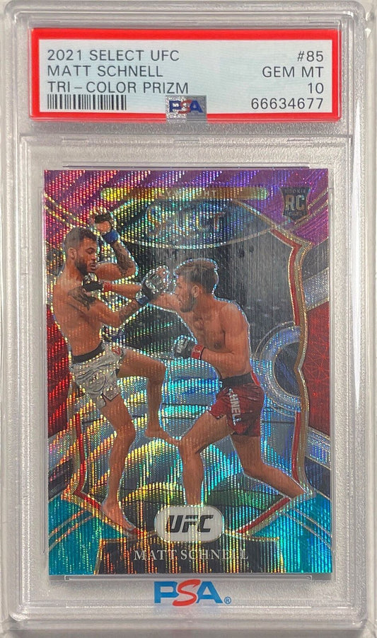MATT SCHNELL 2021-22 SELECT UFC TRI COLOR PRIZM RC #85 PSA 10 GEM MINT POP 1/1