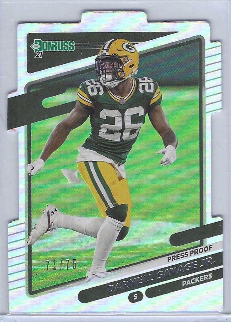 DARNELL SAVAGE JR 2021 PANINI DONRUSS SILVER FOIL PRESS PROOF DIE CUT #D 71/75