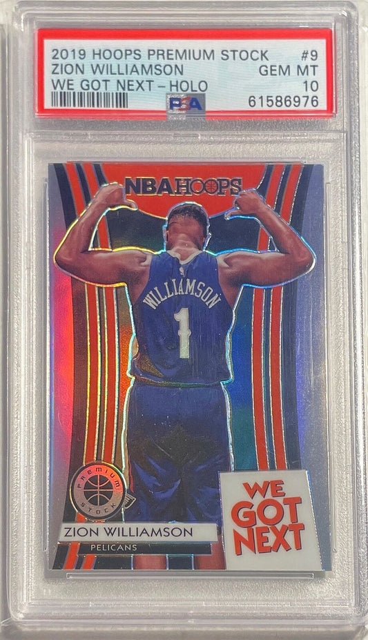 ZION WILLIAMSON 2019-20 HOOPS PREMIUM STOCK WE GOT NEXT PRIZM RC #9 PSA 10 GEM
