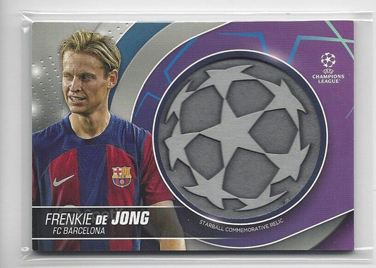 FRENKIE DE JONG 2023-24 TOPPS CLUB COMPETITIONS UCL STARBALL RELIC PATCH