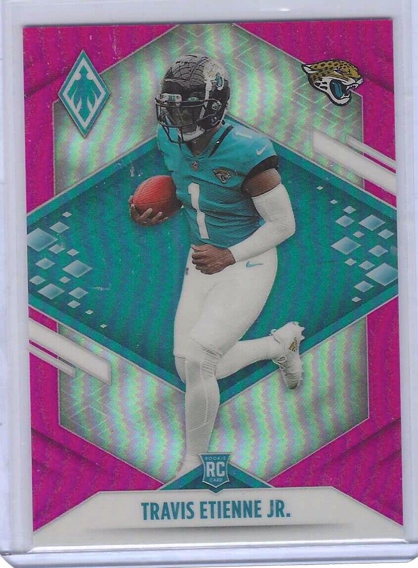 TRAVIS ETIENNE JR 2021 PANINI PHOENIX PINK PRIZM ROOKIE RC #D 044/199