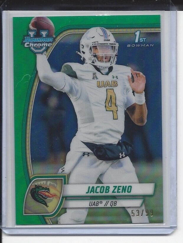 JACOB ZENO 20224 BOWMAN CHROME UNIVERSITY GREEN 1ST UAB REFRACTOR #D /99