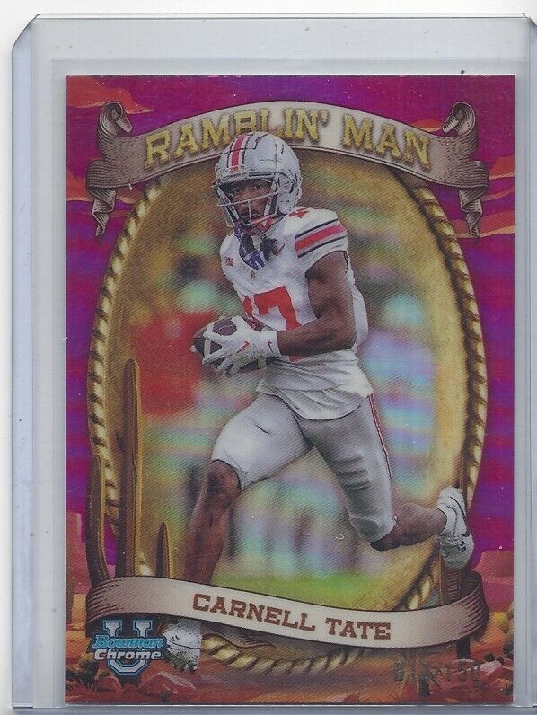 CARNELL TATE 2024 BOWMAN CHROME UNIVERSITY RAMBLIN' MAN FUCHSIA REFRACTOR /150