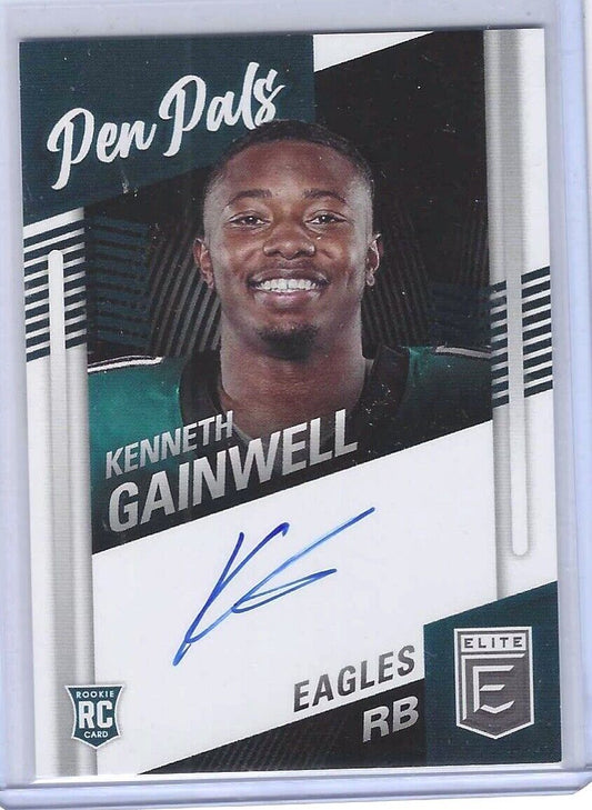 KENNETH GAINWELL 2021 DONRUSS ELITE PEN PALS BLUE INK ON CARD AUTO RC #PP-KGA