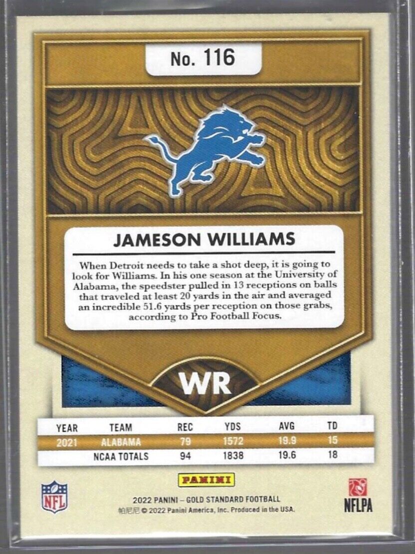 JAMESON WILLIAMS 2022 PANINI GOLD STANDARD TRUE ROOKIE RC #D 10/99