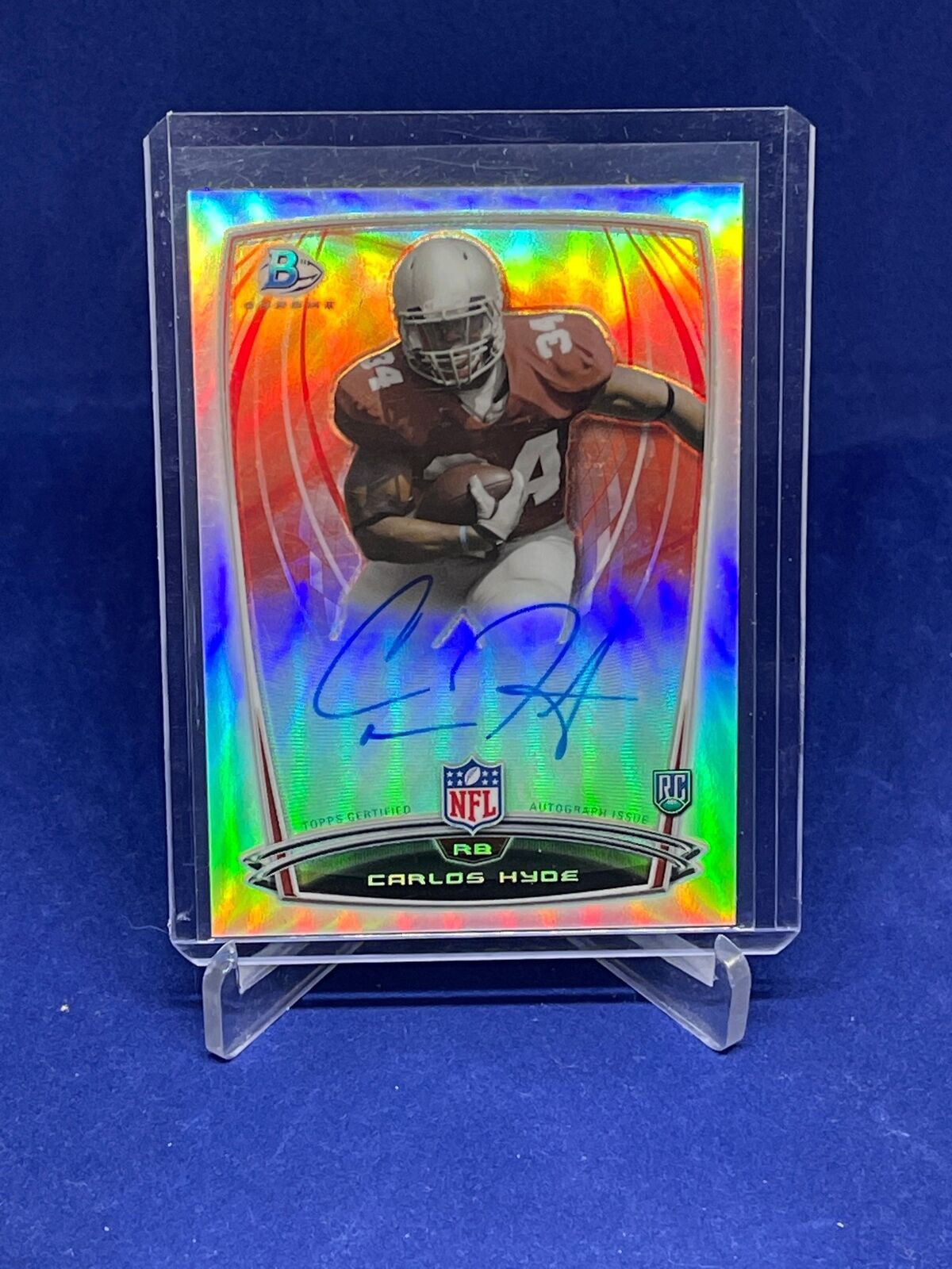 CARLOS HYDE 2014 BOWMAN CHROME REFRACTOR ON CARD AUTO ROOKIE RC #36