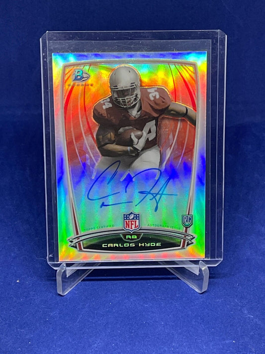 CARLOS HYDE 2014 BOWMAN CHROME REFRACTOR ON CARD AUTO ROOKIE RC #36