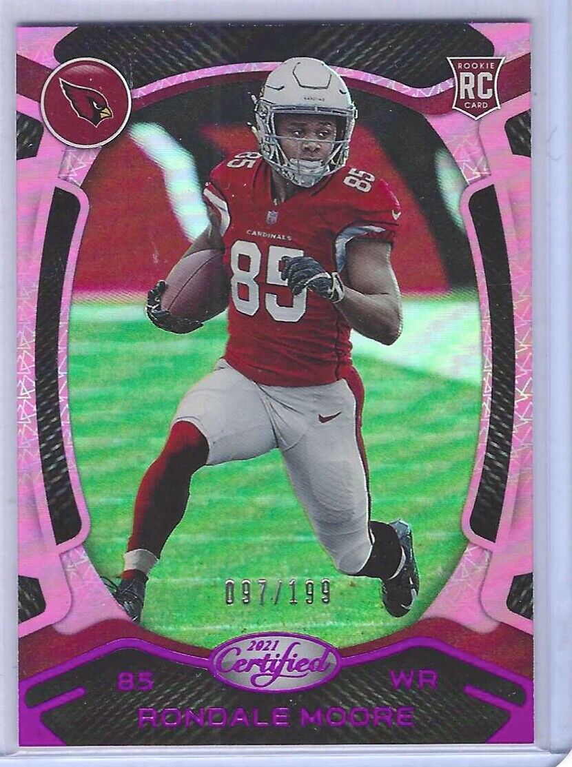 RONDALE MOORE 2021 PANINI CERTIFIED PINK MIRROR ROOKIE RC #D 097/199
