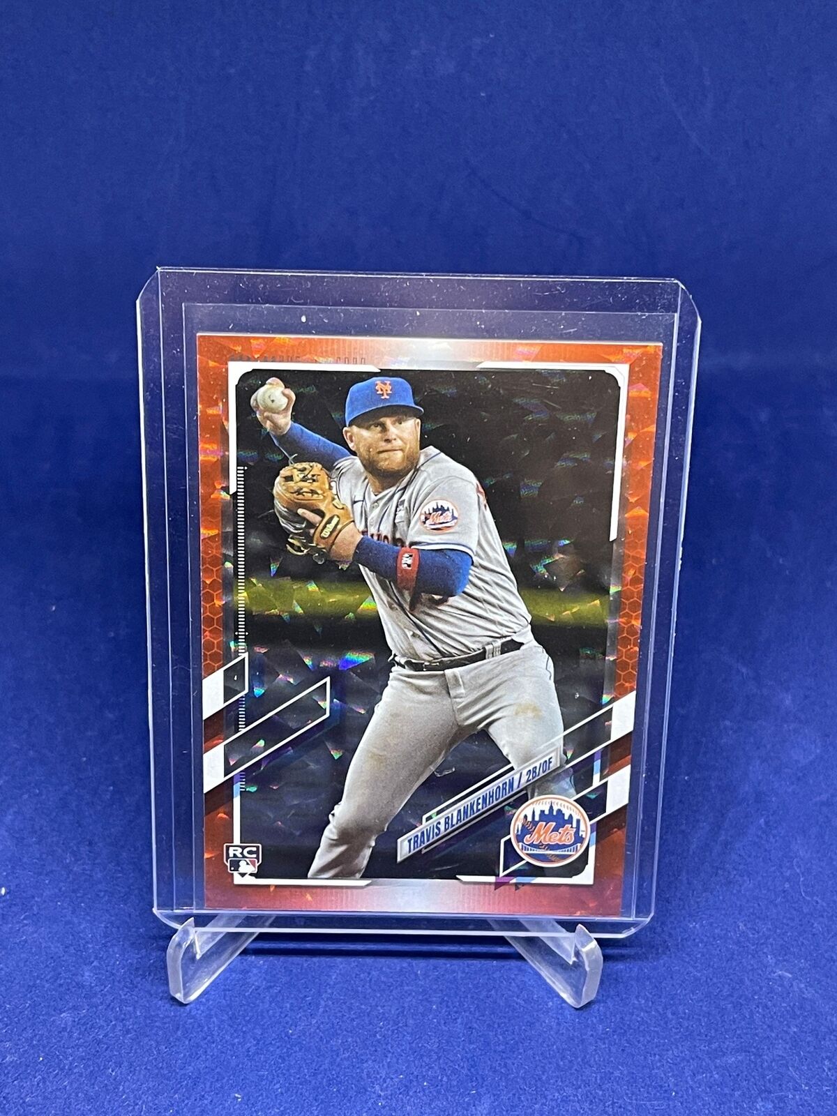 TRAVIS BLANKENHORN TOPPS 2021 UPDATE SERIES ORANGE ICE FOIL ROOKIE RC #D 58/299