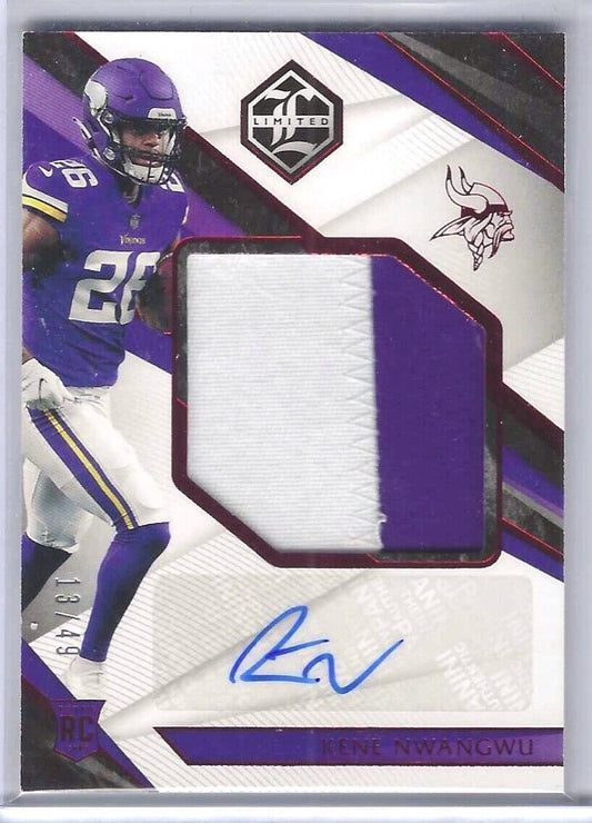 KENE NWANGWU 2021 PANINI LIMITED RED ROOKIE JUMBO RPA PATCH AUTO RC #D 13/49