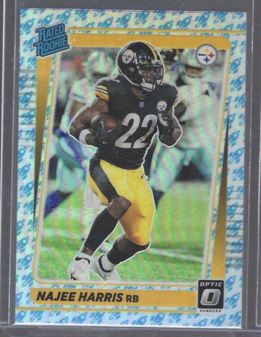 NAJEE HARRIS 2021 DONRUSS OPTIC ROCKETSHIP HOLO PRIZM SSP CASE HIT RC #213