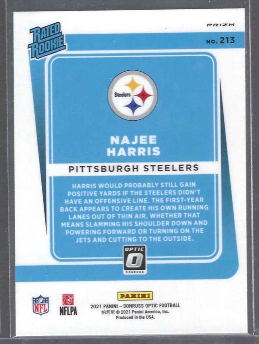 NAJEE HARRIS 2021 DONRUSS OPTIC ROCKETSHIP HOLO PRIZM SSP CASE HIT RC #213