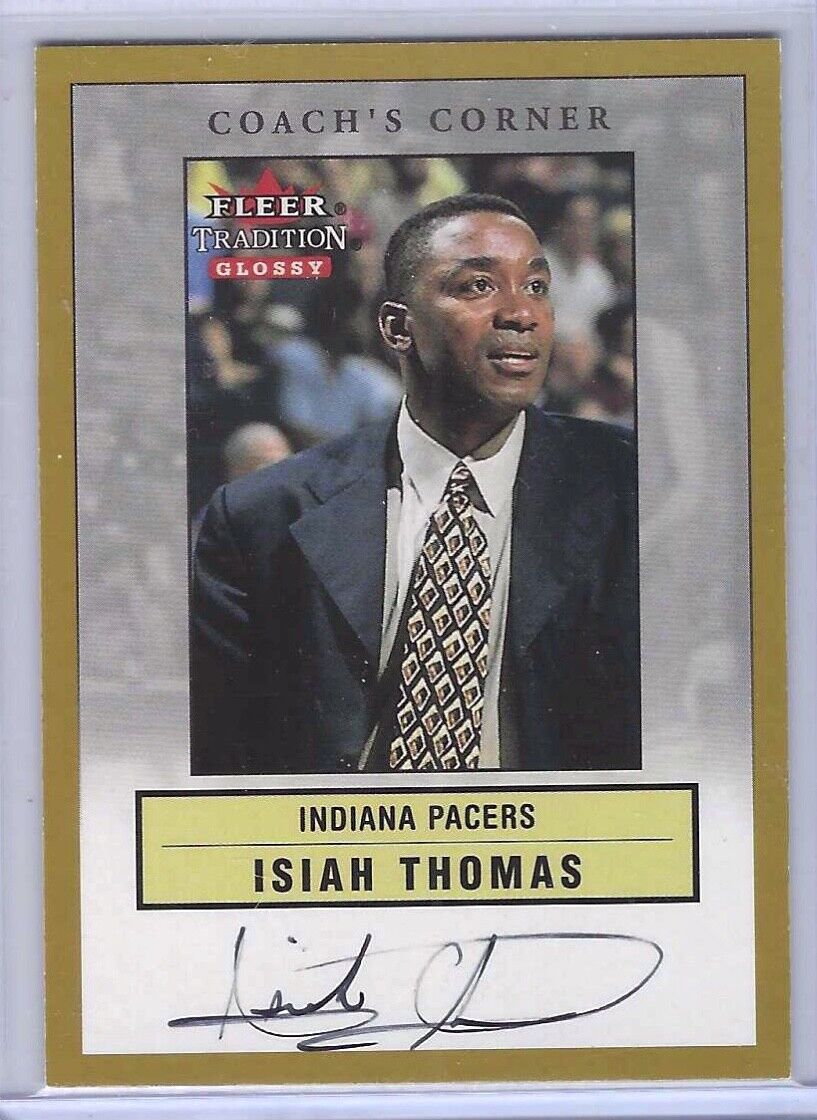 ISIAH THOMAS 2001 FLEER TRADITION GLOSSY COACH'S CORNER ON CARD SP AUTO