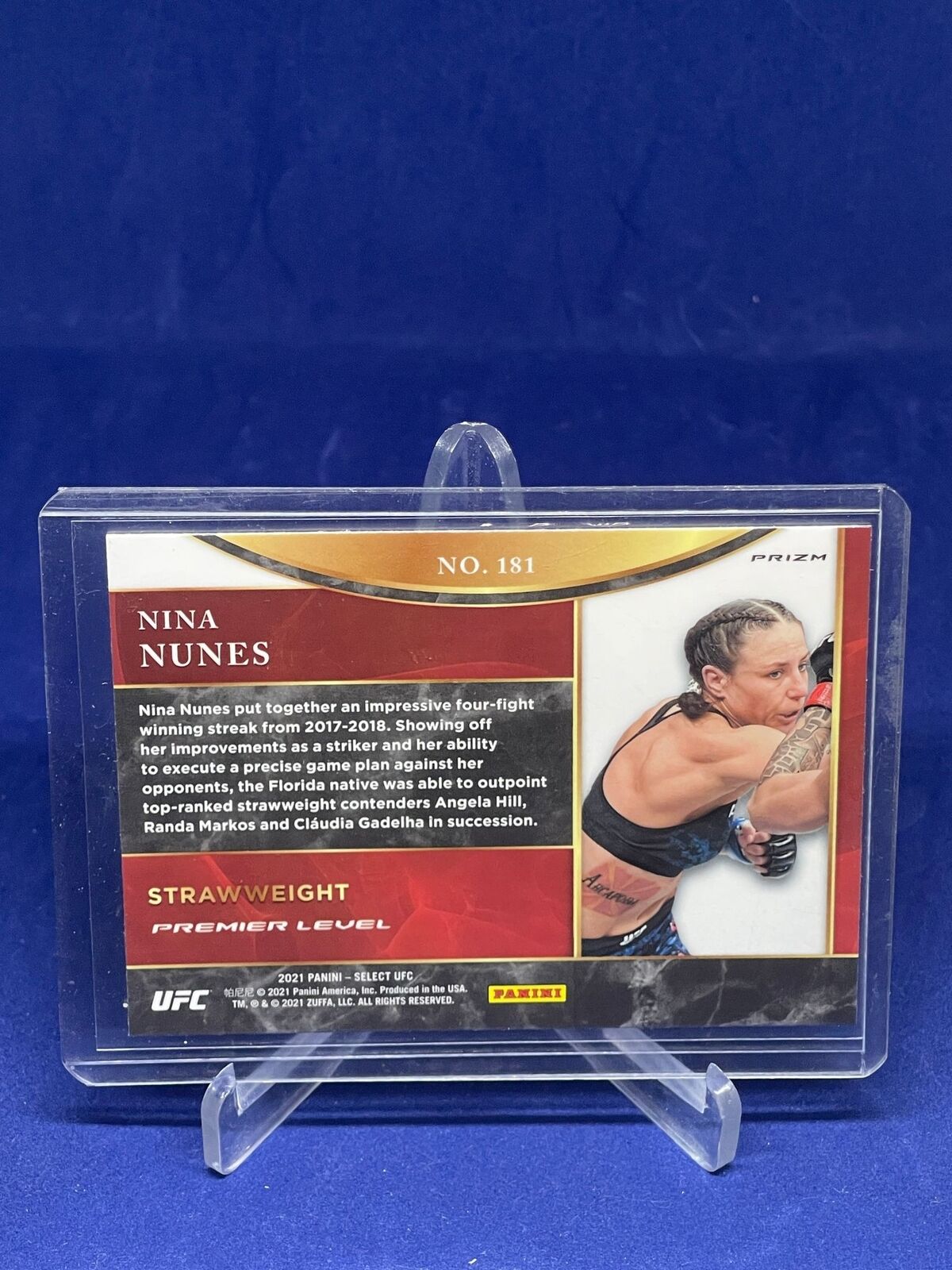 AMANDA NUNES 2021 PANINI SELECT UFC PREMIER LEVEL TRI COLOR WAVE PRIZM #181