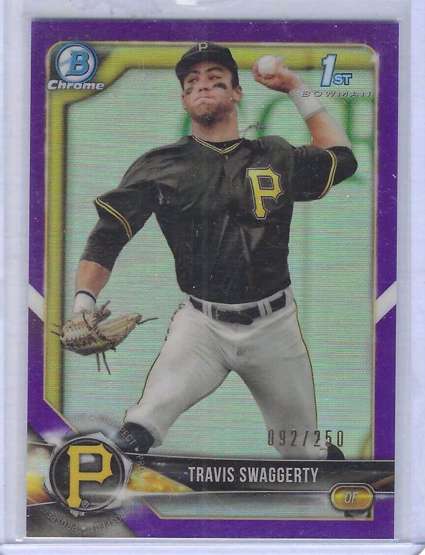 TRAVIS SWAGGERTY 2018 BOWMAN CHROME PURPLE REFRACTOR 1ST PROSPECT #D 092/250