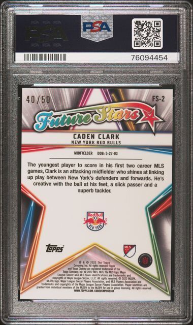 CADEN CLARK 2022-23 TOPPS CHROME MLS FUTURE STARS GOLD REFRACTOR /50 PSA 10 GEM