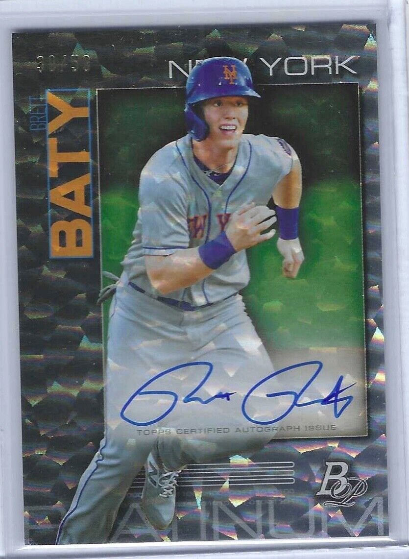 BRETT BATY 2020 BOWMAN PLATINUM SILVER ICE FOIL PROSPECT AUTO #D 30/50