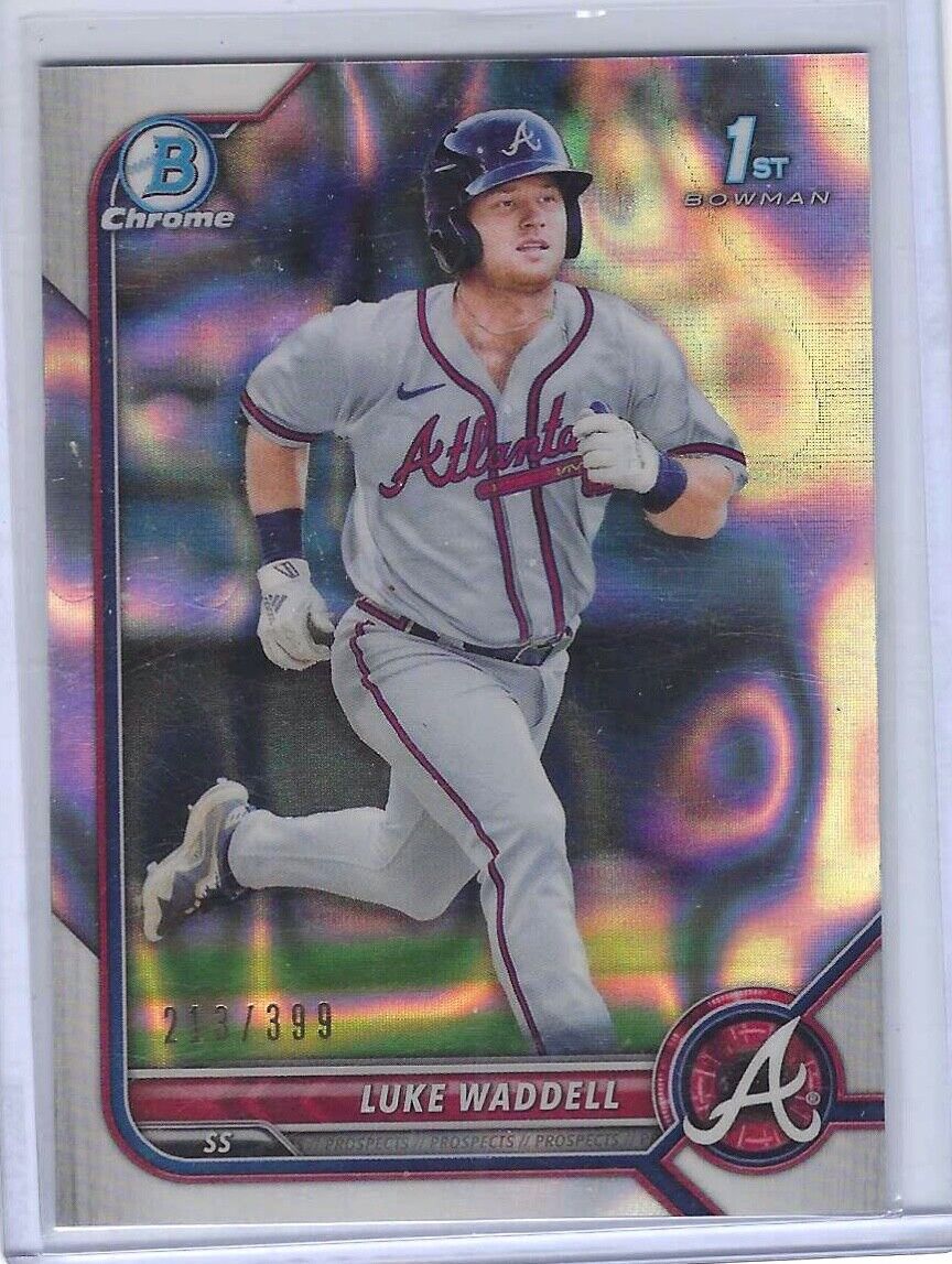 LUKE WADDELL 2022 BOWMAN CHROME SILVER WAVE REFRACTOR 1ST PROSPECT #D 213/399
