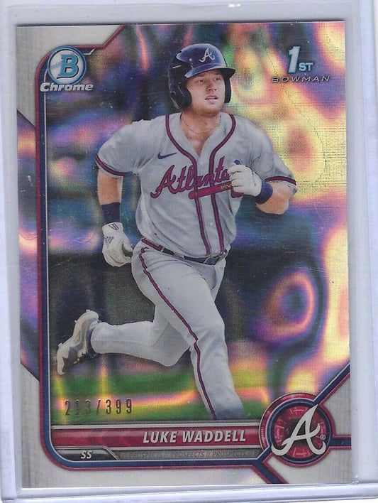 LUKE WADDELL 2022 BOWMAN CHROME SILVER WAVE REFRACTOR 1ST PROSPECT #D 213/399