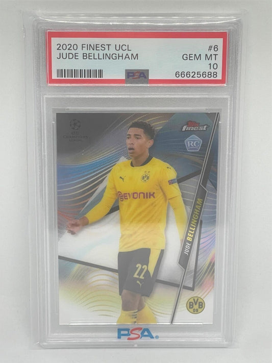 JUDE BELLINGHAM 2020 TOPPS FINEST UEFA CHAMPIONS LEAGUE #6 ROOKIE RC PSA 10