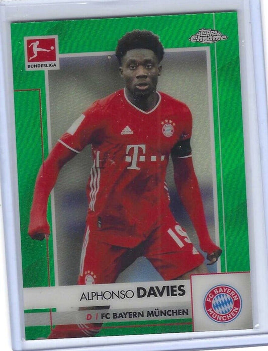 ALPHONSO DAVIES 2020-21 TOPPS CHROME BUNDESLIGA GREEN REFRACTOR #D 65/99