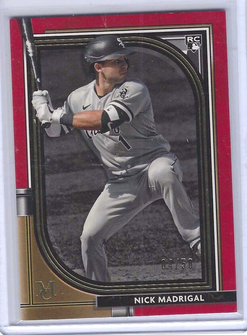 NICK MADRIGAL 2021 TOPPS MUSEUM COLLECTION MAROON RED ROOKIE RC #D 04/50