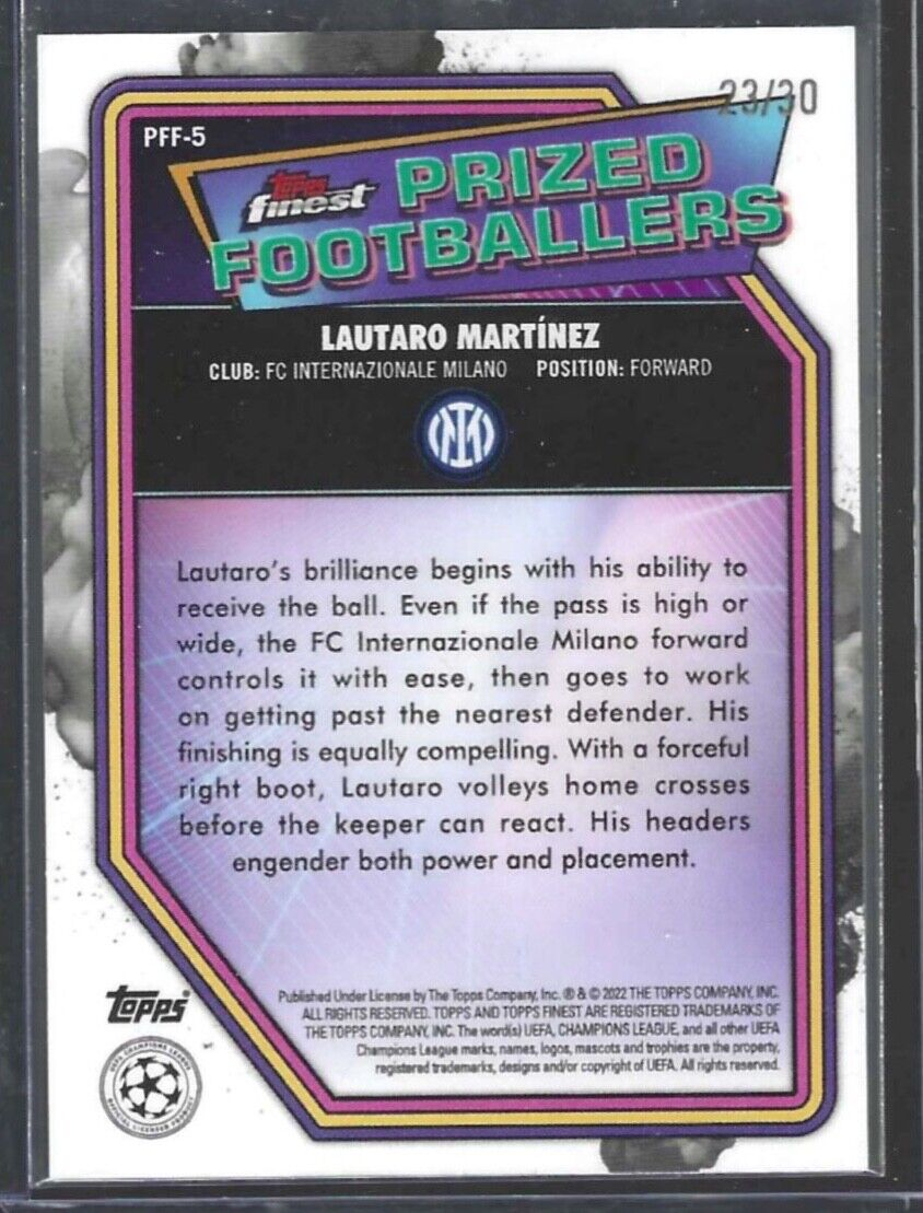 LAUTARO MARTINEZ 2021 FINEST GREEN RED FUSION REFRACTOR PRIZED FOOTBALLERS /30